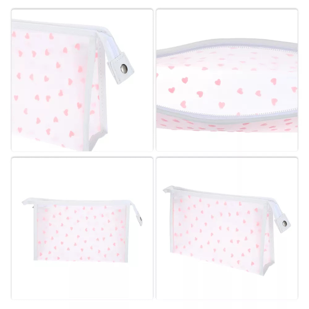 PU Waterproof Travel Cosmetic Bag Heart-SA2408-280(Pink) Cosmetic Pouches Apricot