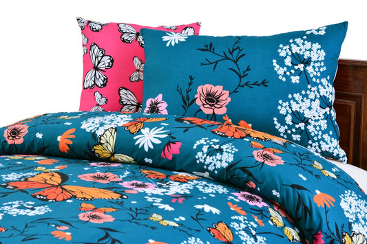 2Pcs Digital Printed Single Bed Sheet- Garden single bed sheet Apricot