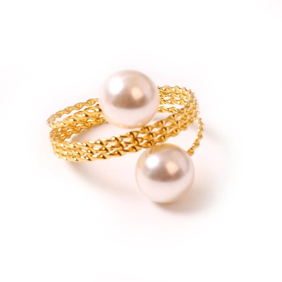 Gold Color Napkin Holder Rings-Spring Pearls Apricot
