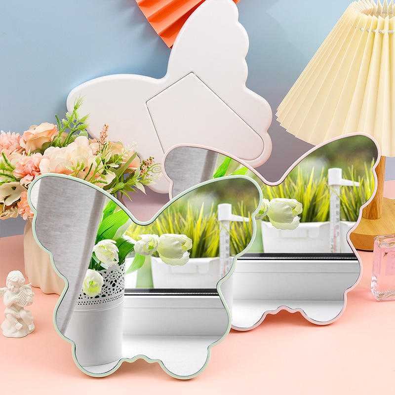 Butterfly Shaped Portable Makeup Mirror Mirror Apricot