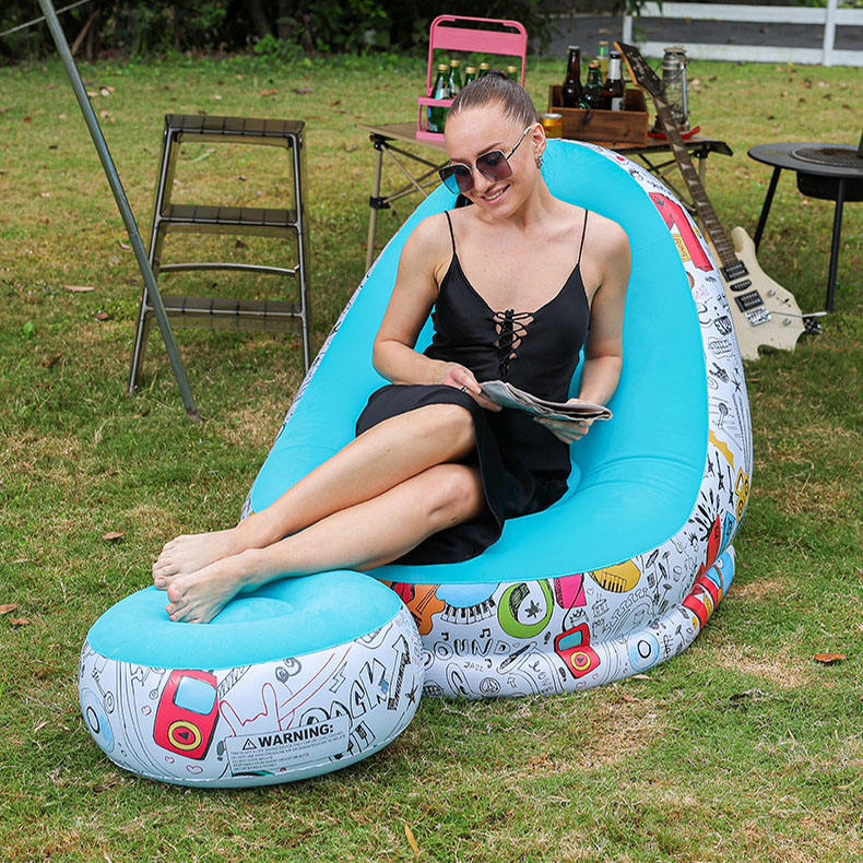 Inflatable Graffi Sofa Set-(SA2510-031)-Blue Apricot