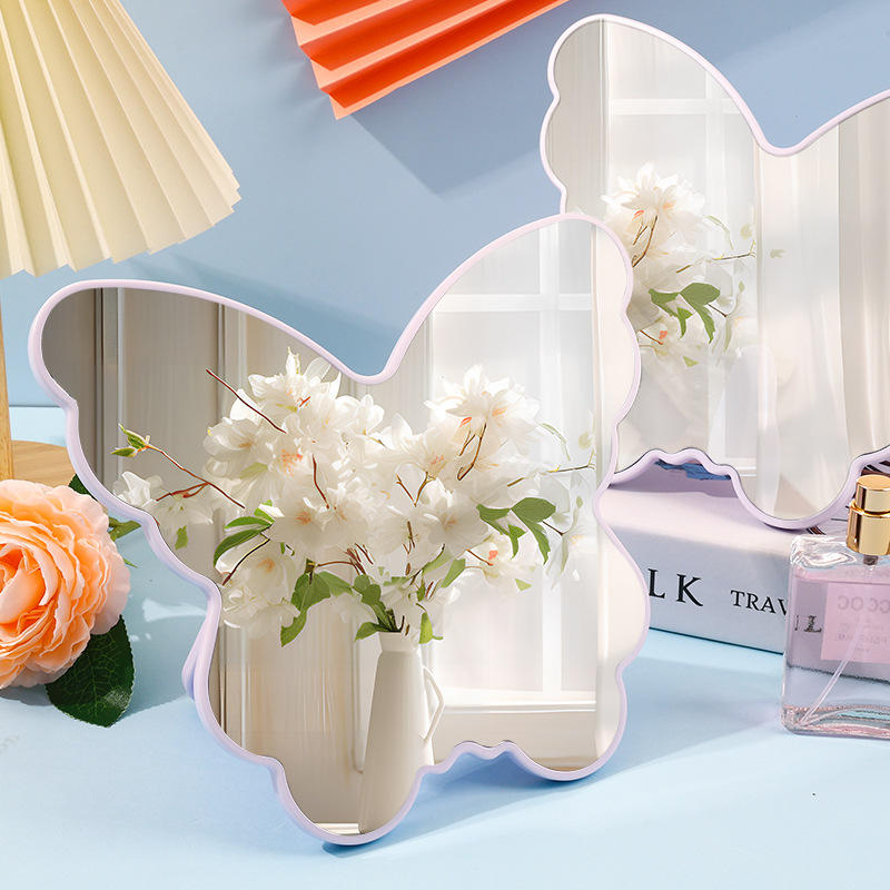 Butterfly Shaped Portable Makeup Mirror Mirror Apricot