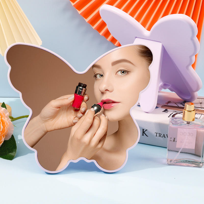 Butterfly Shaped Portable Makeup Mirror Mirror Apricot