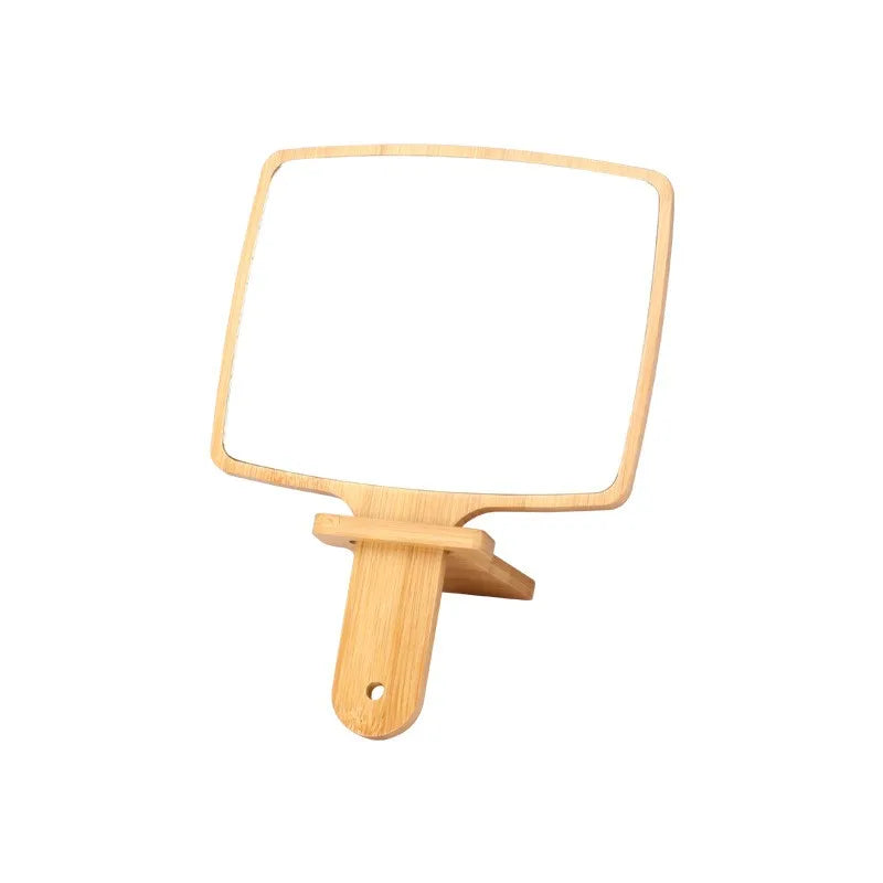 Handheld Portable Mirror-Wooden(SA2405-55) Cosmetic Organizer Apricot