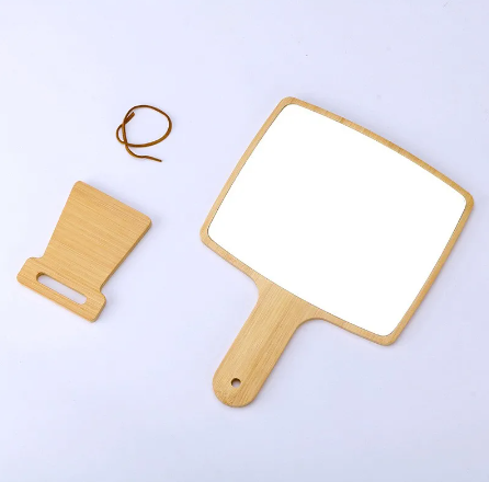 Handheld Portable Mirror-Wooden(SA2405-55) Cosmetic Organizer Apricot