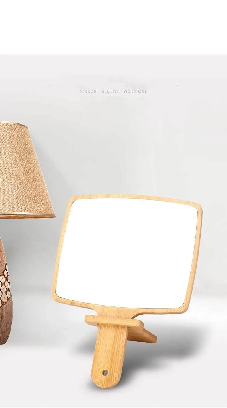 Handheld Portable Mirror-Wooden(SA2405-55) Cosmetic Organizer Apricot