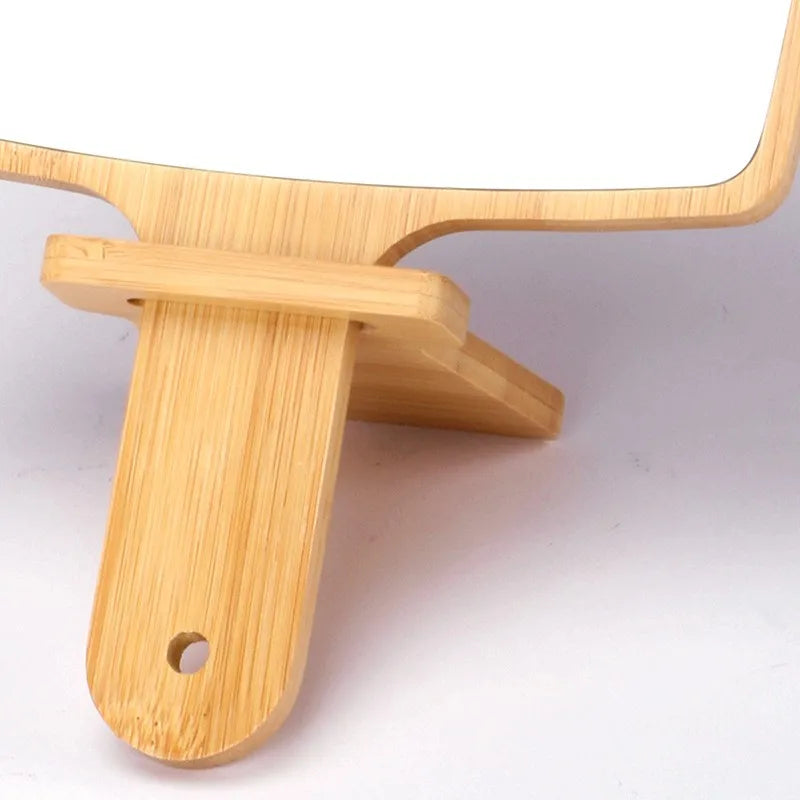 Handheld Portable Mirror-Wooden(SA2405-55) Cosmetic Organizer Apricot