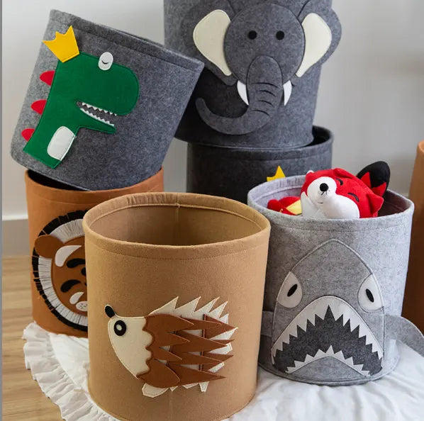 Animal Pattern Toy & Laundry Basket With Lid-Dino Apricot