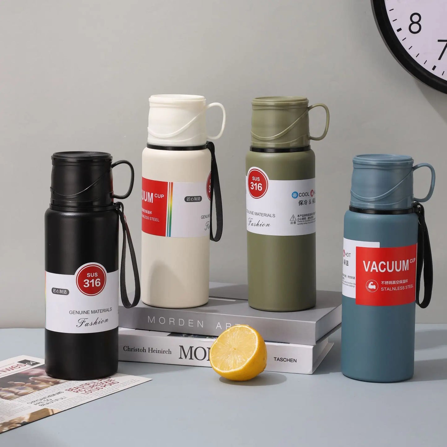 Double Wall Insulated Thermos(SA2408-164)-White Apricot