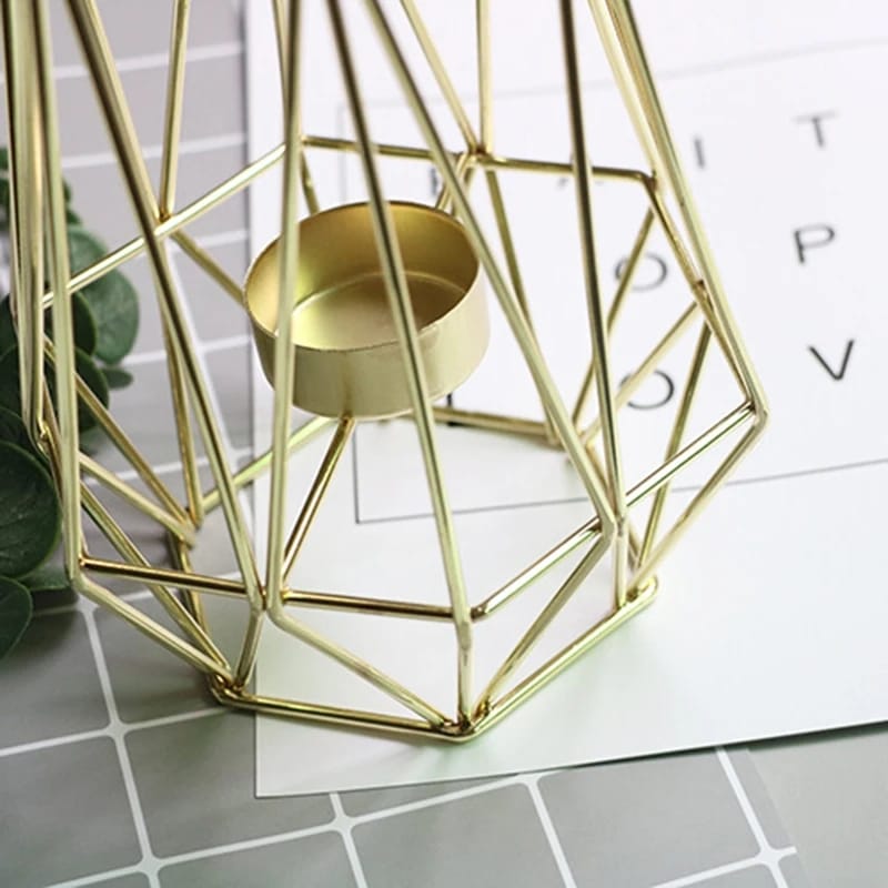 Hexagon Shaped Metal Candle Stand-(14306)Golden(SA2405-17) Tissue Box Apricot