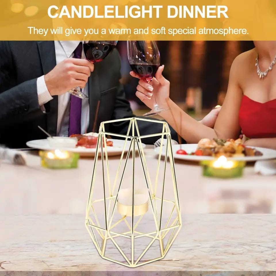 Hexagon Shaped Metal Candle Stand-(14306)Golden(SA2405-17) Tissue Box Apricot