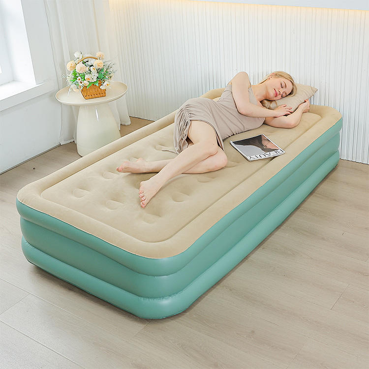 Auto-Inflating Camping Air BED with Built-in Pump-(SA2510-034)-Sea Green Apricot
