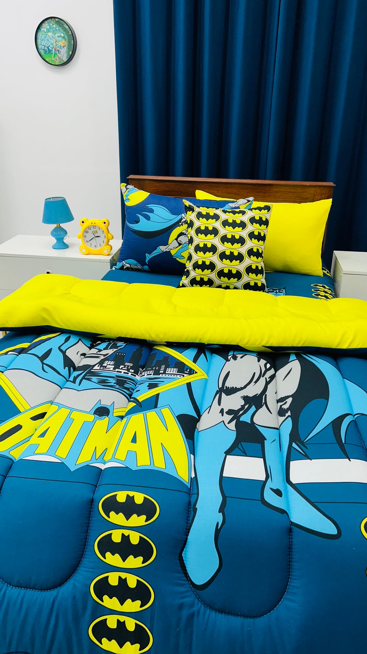 5 PCs Digital Single Razai Set- Batman Comforters Apricot