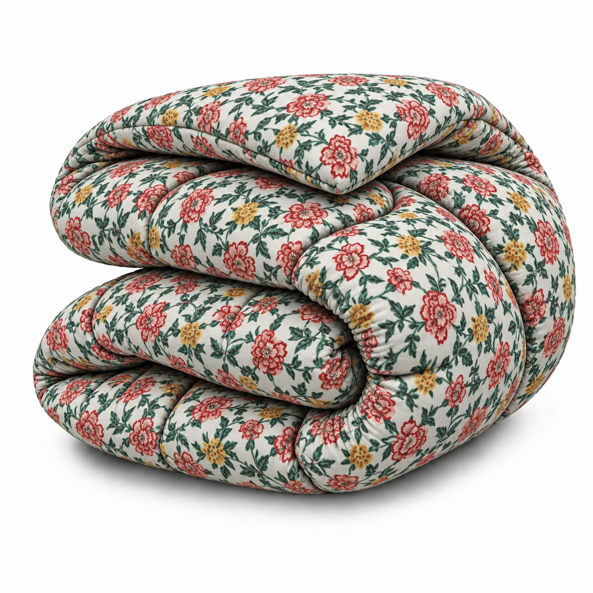 1 PC Double Percale Winter Razai- Ivory Garden Comforters Apricot