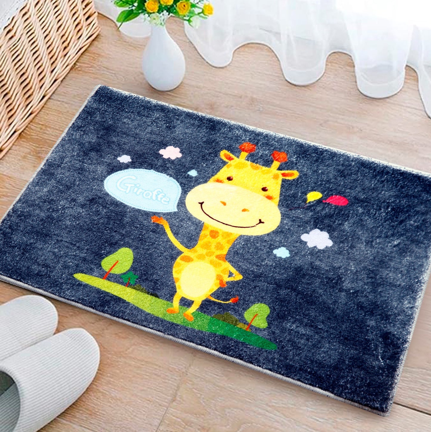 Kids Anti-Slip Door Mat (314)-Giraffe Door Mats Apricot
