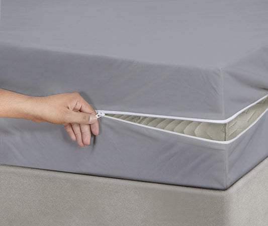 Dyed Zipper Mattress Cover-L/Grey Protectors Apricot