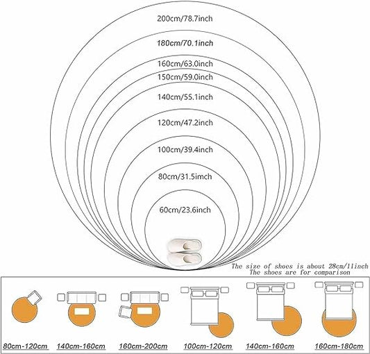 Living Room Rug 120 CM Round-Grey Geometric (317) Apricot