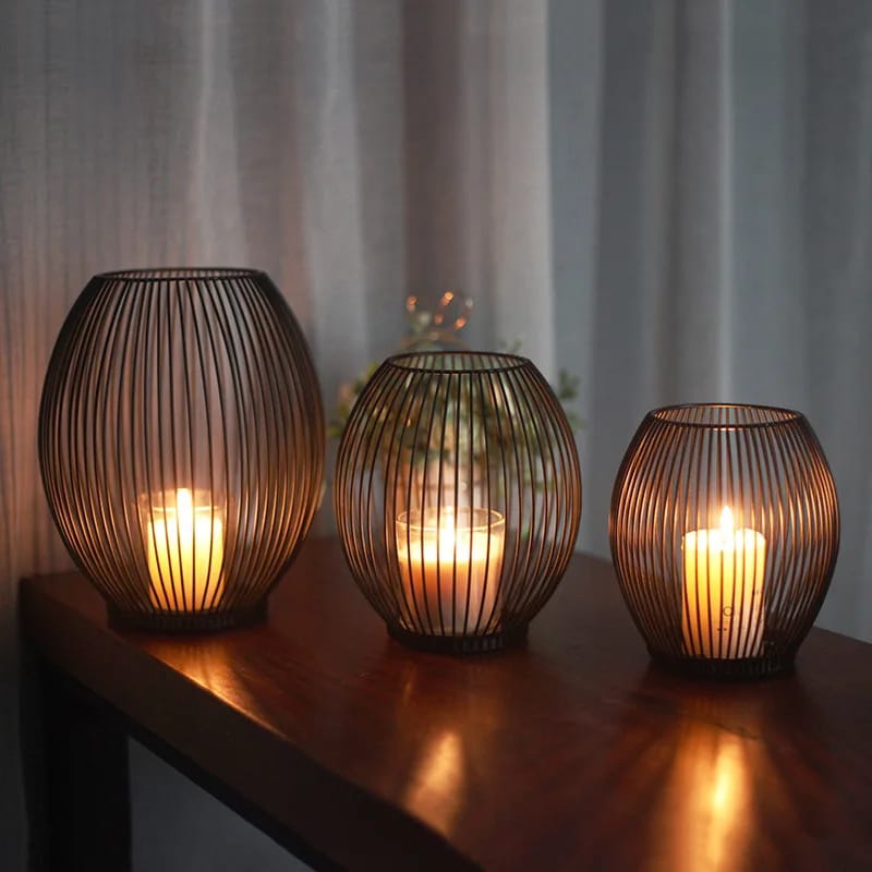 Metal Candle Stand-Black(SA2405-20) Tissue Box Apricot