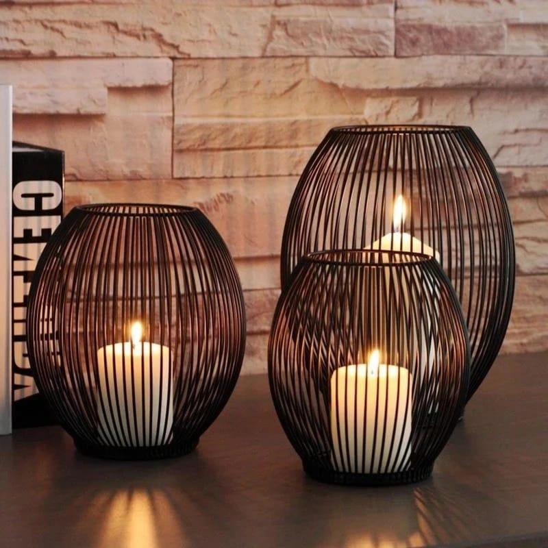 Metal Candle Stand-Black(SA2405-20) Tissue Box Apricot