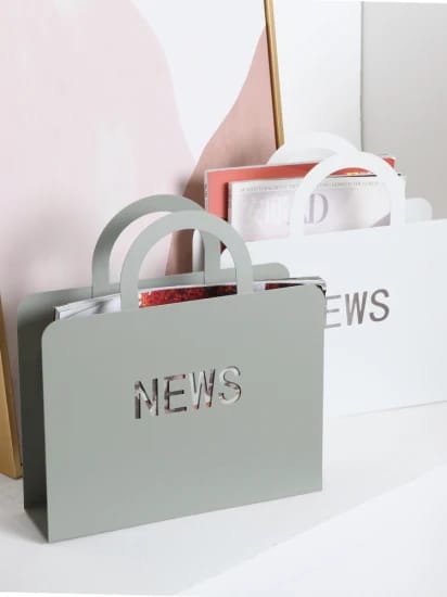 Metallic Newspaper Rack(SA2405-59)-Grey Apricot
