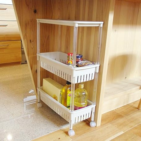 Multi-function Trolley Storage Organizer Storage Organizer Apricot