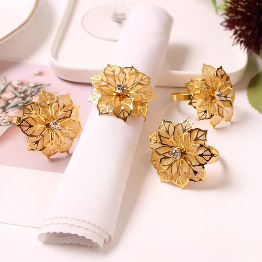 Napkin Holder Rings-Golden Flower Kitchen Apricot
