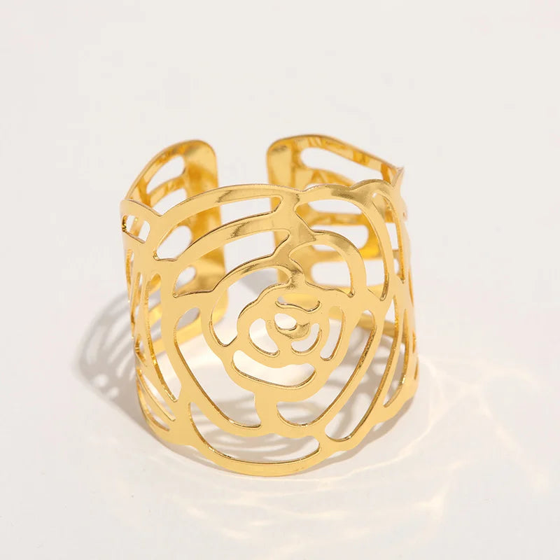 Napkin Holder Rings-Hollow(Golden) Kitchen Apricot