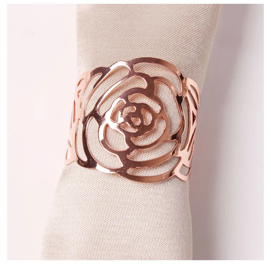 Napkin Holder Rings-Hollow(Rose Gold) Kitchen Apricot