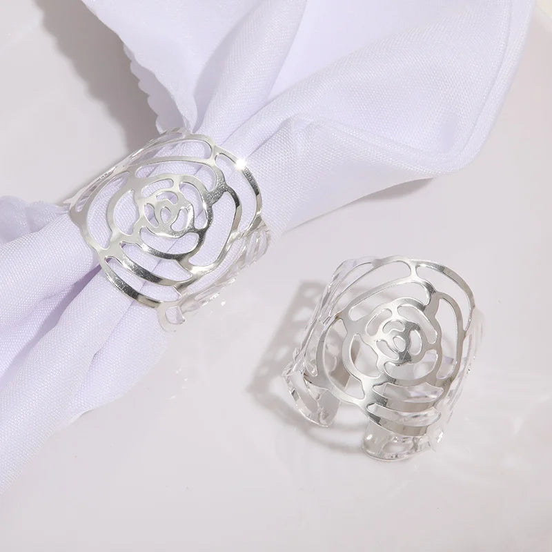 Napkin Holder Rings-Hollow(Sliver) Kitchen Apricot
