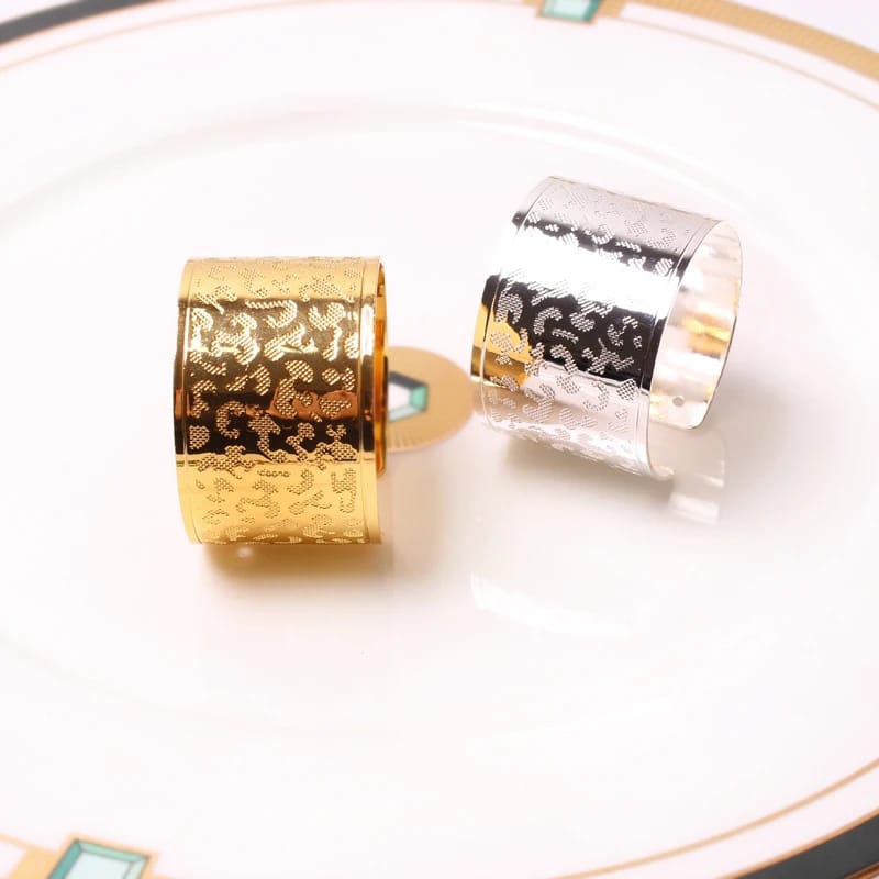 Napkin Holder Rings-Leopard Print(Golden) Kitchen Apricot