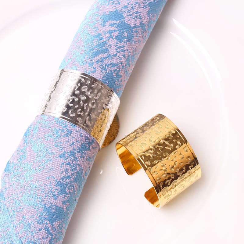 Napkin Holder Rings-Leopard Print(Sliver) Kitchen Apricot