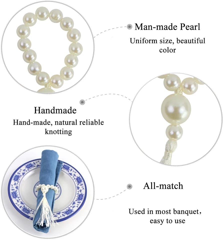 Napkin Holder Rings-Pearl Beads Apricot