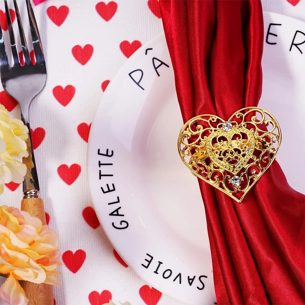 Napkin Holder Rings-Pearls Heart(Gold) Kitchen Apricot