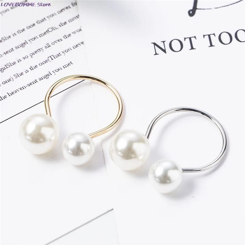 Napkin Holder Rings-Silver Pearls Apricot