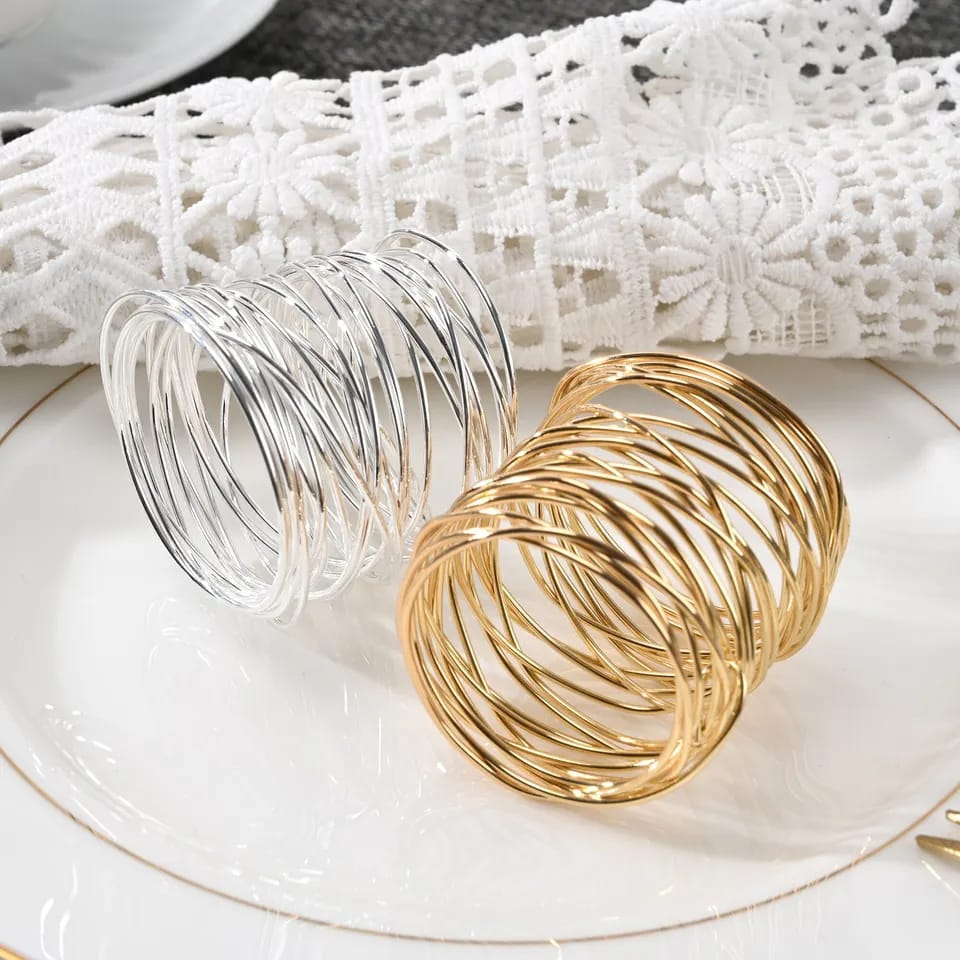 Napkin Holder Rings-Wire Mesh Silver Apricot