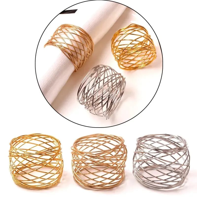 Napkin Holder Rings-Wire Mesh Silver Apricot