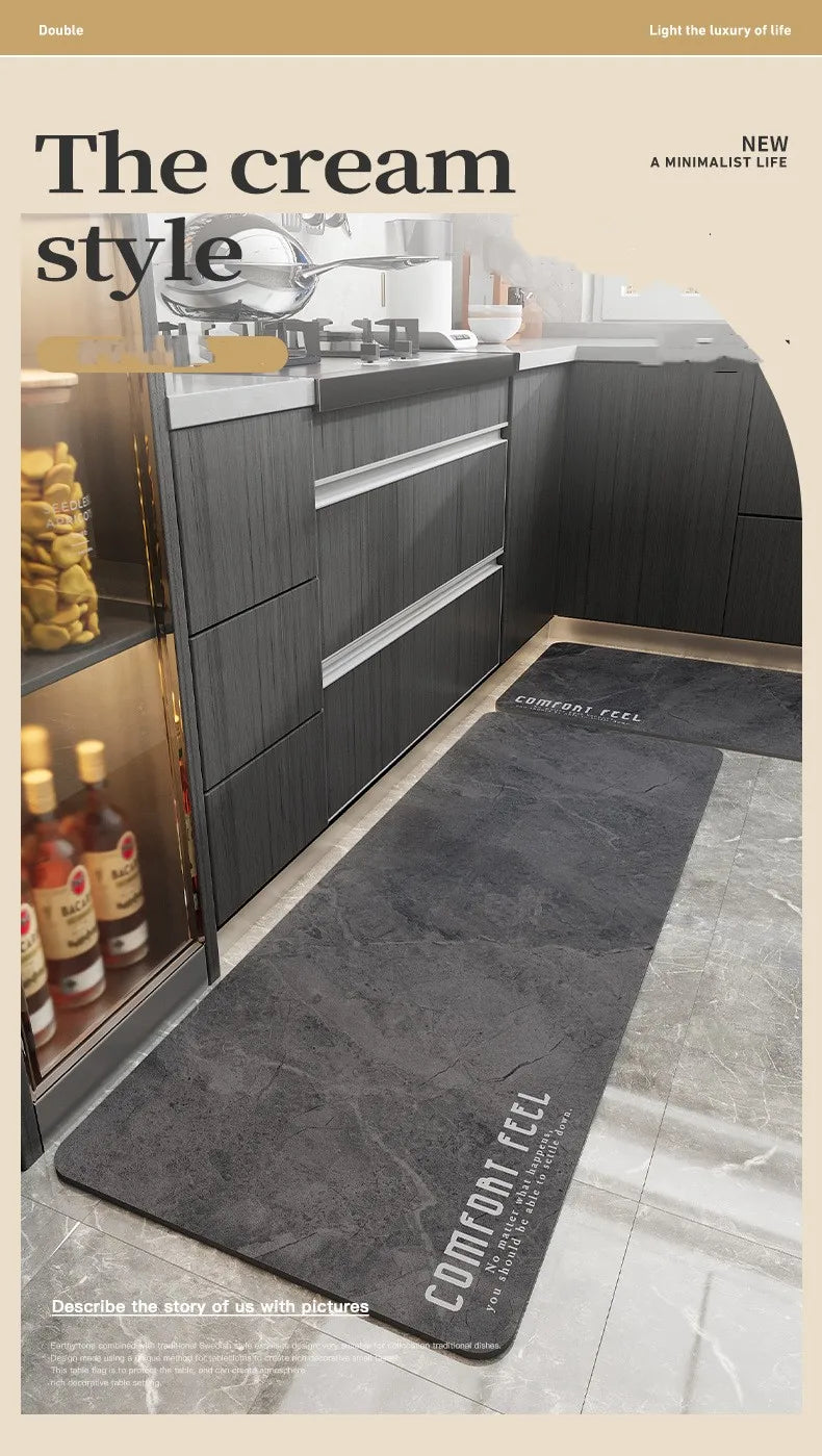 Non-Slip and Washable Rubber Kitchen Mat-(5851)(SA2553-12)5851 Feel Comfort Rugs Apricot