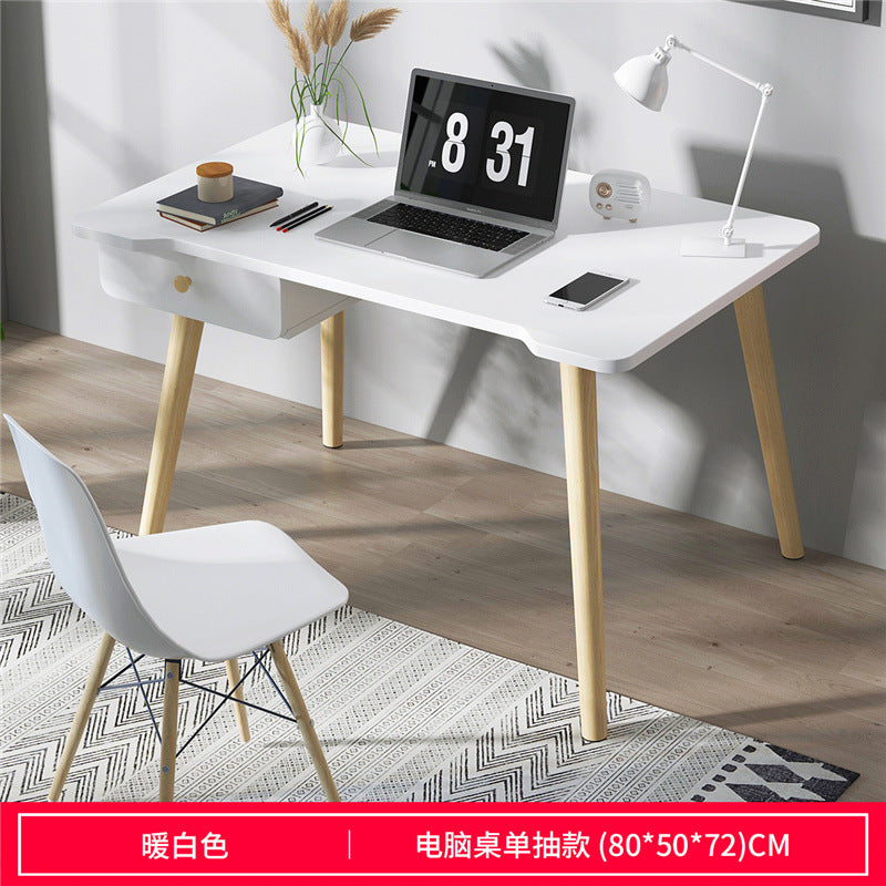 Nordic Modern Computer Study Table-White Apricot