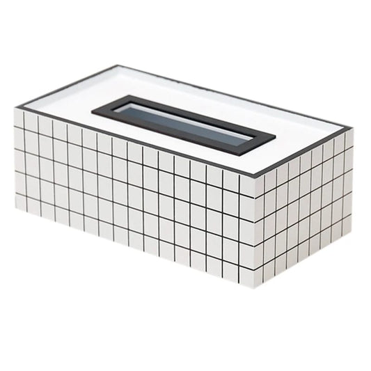 Nordic Style Wooden Tissue Box-Line Gird(SA2405-26) Tissue Box Apricot