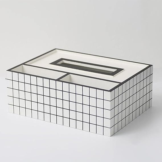 Nordic Style Wooden Tissue Box-Line Gird With 14314holder(SA2405-27) Tissue Box Apricot