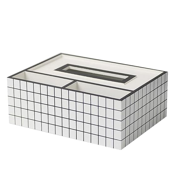 Nordic Style Wooden Tissue Box-Line Gird With 14314holder(SA2405-27) Tissue Box Apricot