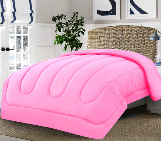 1 PC Double Winter Comforter-Dyed Pink Comforters Apricot