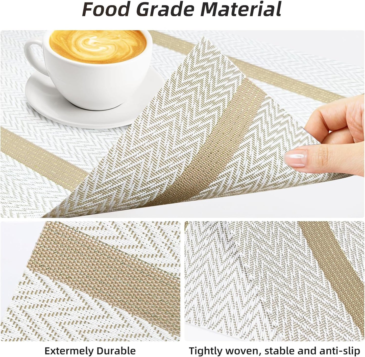 PVC Table Place Mats-Beige Weaves Table Mats Apricot
