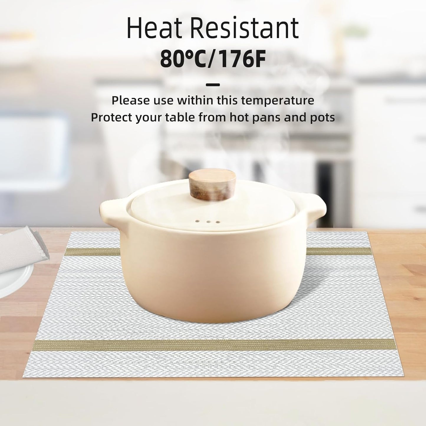 PVC Table Place Mats-Beige Weaves Table Mats Apricot