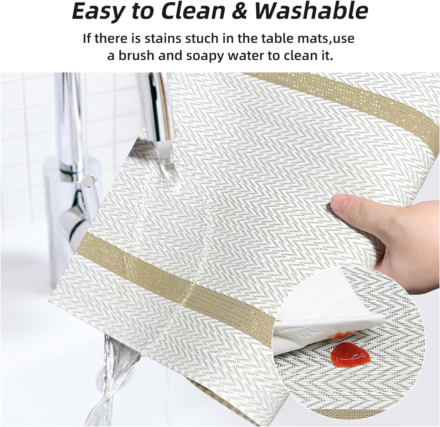 PVC Table Place Mats-Beige Weaves Table Mats Apricot