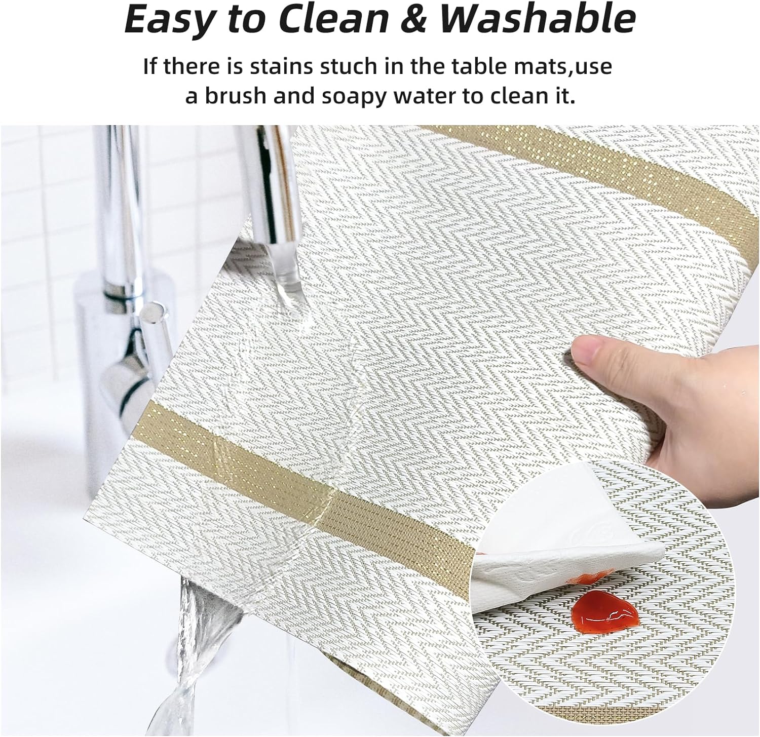 PVC Table Place Mats-Beige Weaves Table Mats Apricot