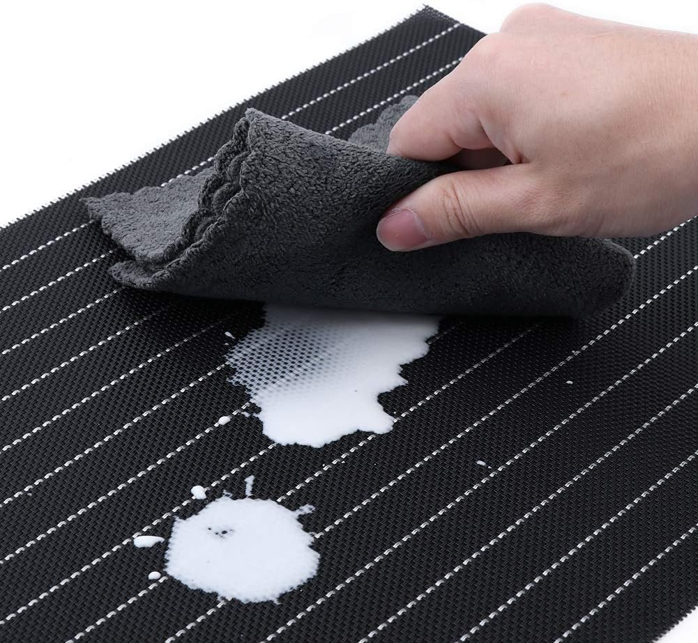 PVC Table Place Mats-Black Stripes Table Mats Apricot