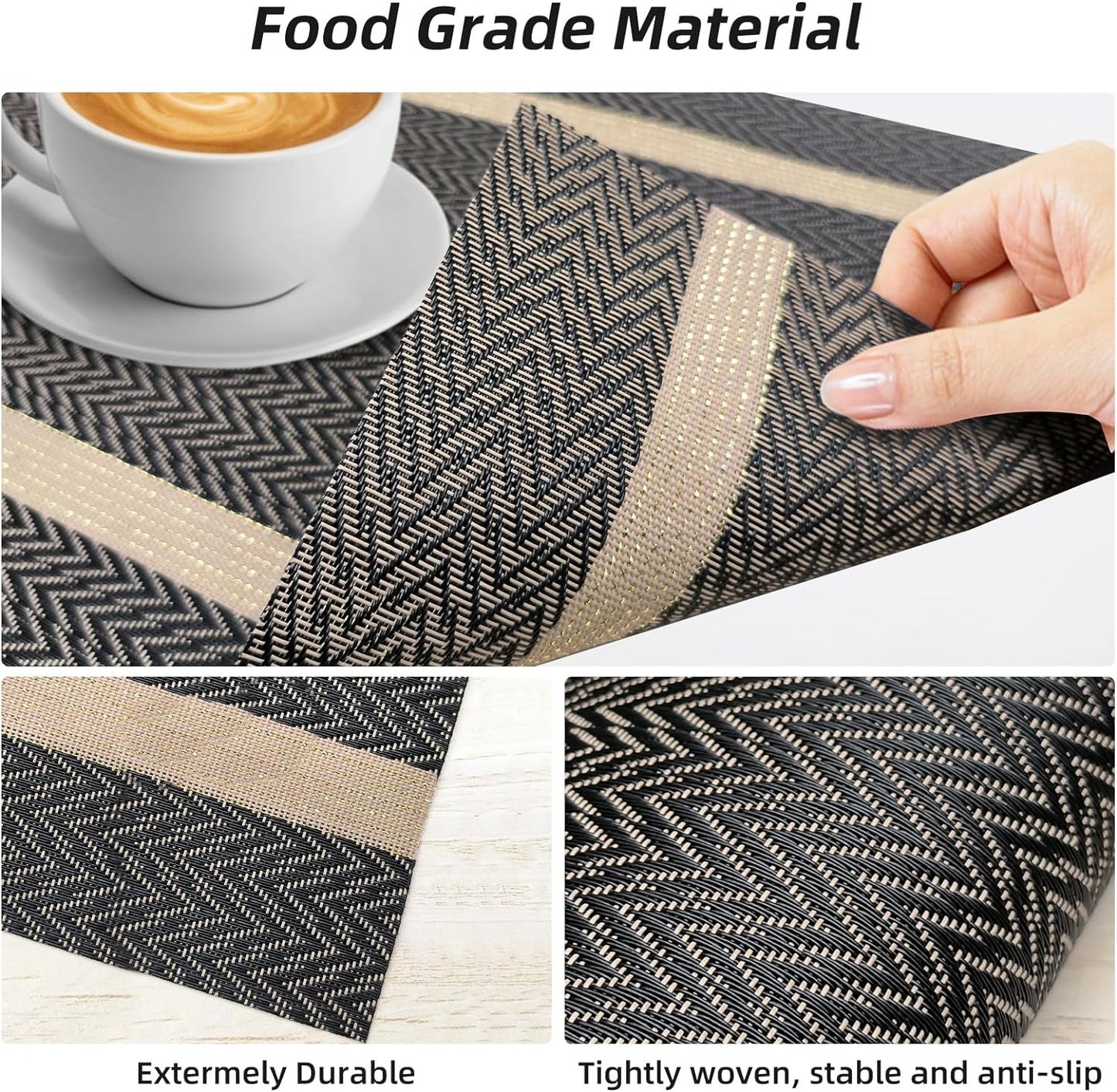 PVC Table Place Mats-Brown Weaves Table Mats Apricot