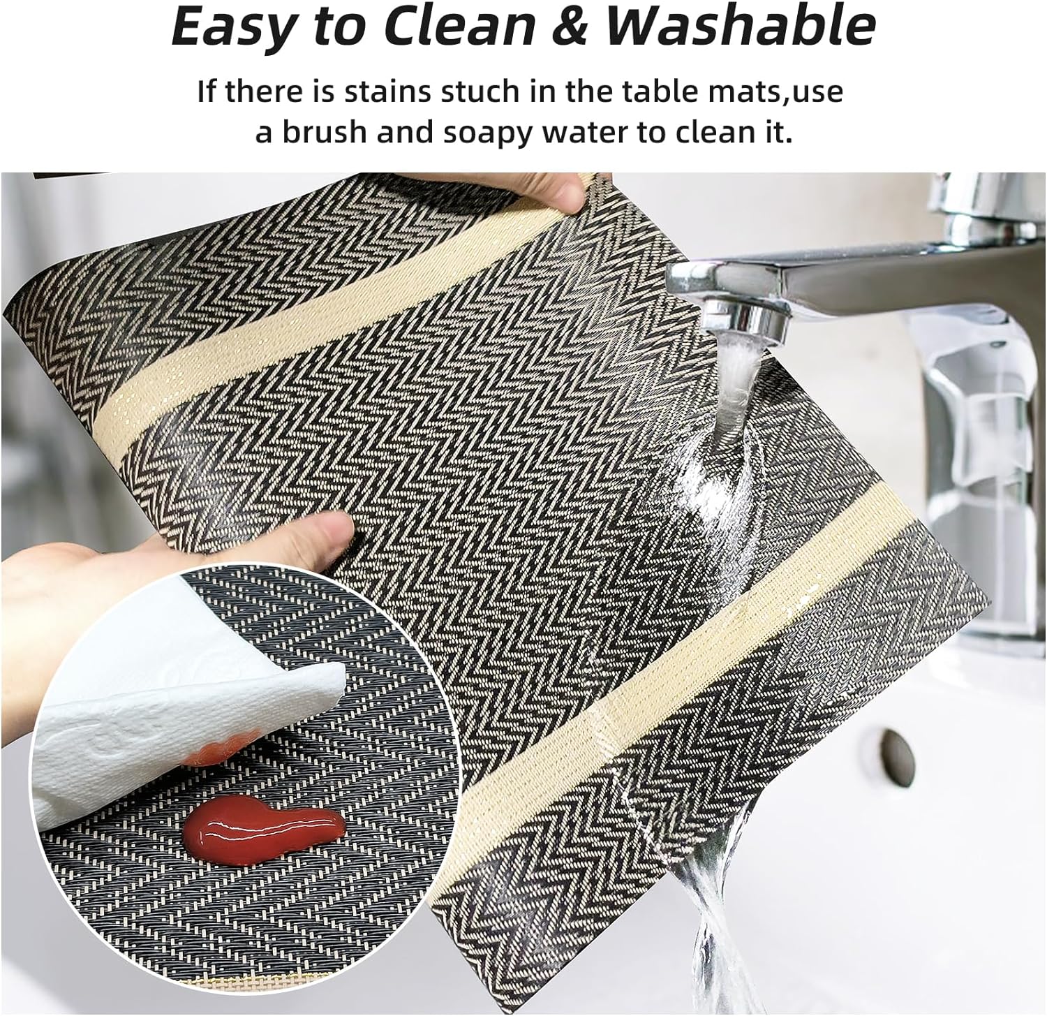 PVC Table Place Mats-Brown Weaves Table Mats Apricot