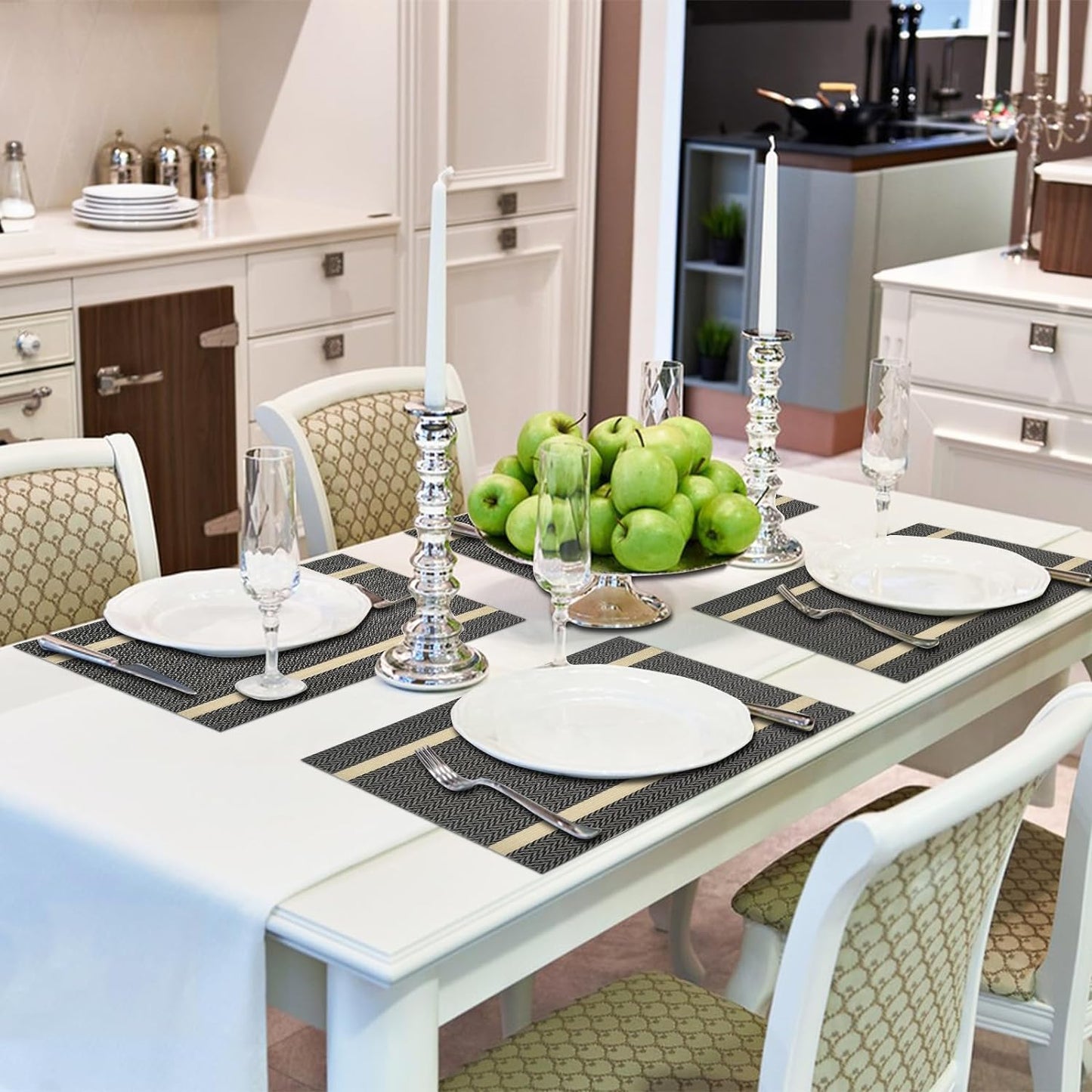 PVC Table Place Mats-Brown Weaves Table Mats Apricot